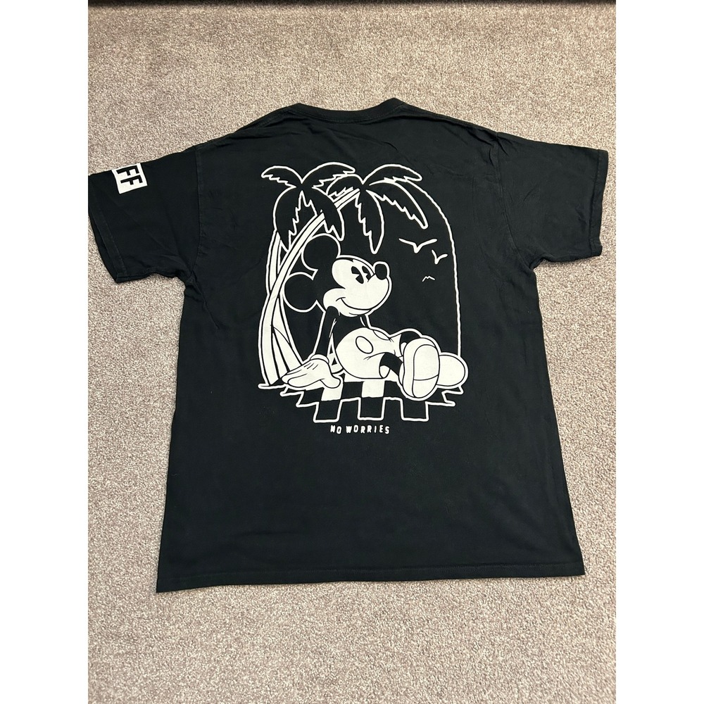 Neff Disney Mickey Mouse T-Shirt Mens L Black Excellent No Worries Graphic Tee